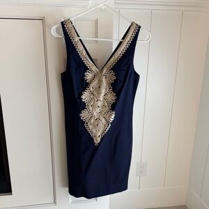 Lilly Pulitzer Navy Dress with Gold Accents